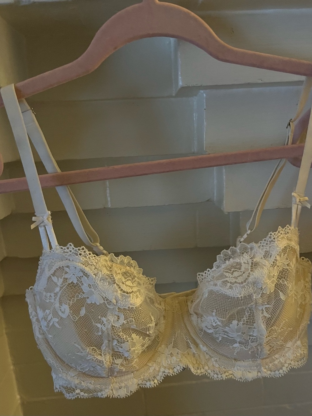 Demi Underwire Bra in Ivory Sheer Lace Cups with Demi Lune lining